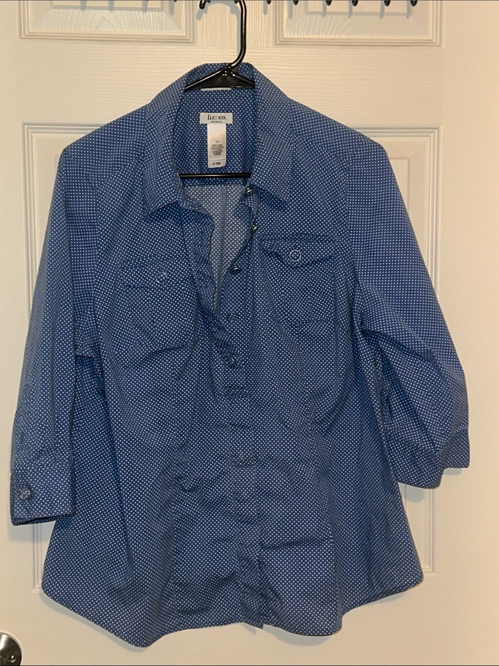 liz & co. Blue Microdot Button-Front Shirt
